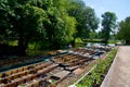 Boating and moored Punts on Oxfords River Cherwell Royalty Free Stock Photo