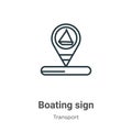 Boating sign outline vector icon. Thin line black boating sign icon, flat vector simple element illustration from editable Royalty Free Stock Photo