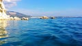 Boating trip along the rocks in Greece Royalty Free Stock Photo