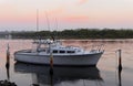 Boating, waiting at dawn on the peaceful Myola