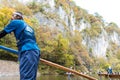 Boatman of Geibikei Gorge River Cruises. Geibikei Gorge is famous for boat ride