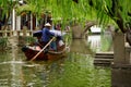 Boatman on Grand Canal at Zhouzhuang, Kunshan, Suzhou, Jiangsu, China