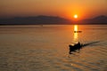 Boatman at Sunset Royalty Free Stock Photo