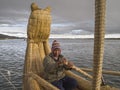 Boatman and Totora reed boat