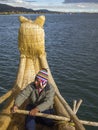 Boatman and Totora reed boat