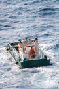 Boatman working on deck supply boat, crews operation on installation boat Royalty Free Stock Photo