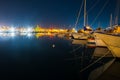 Boats in Alghero port by night