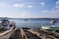 Boats anchored in Beykoz shore, Istanbul Turkey Royalty Free Stock Photo