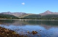 Boats anchored in Brodick Bay, Arran, Scotland Royalty Free Stock Photo