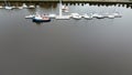 Boats anchored on the foyle Derry Northern Ireland Royalty Free Stock Photo