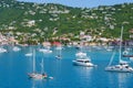 Boats anchored in the harbor of Charlotte Amalie (from Havensight) at St. Thomas US Virgin Islands Royalty Free Stock Photo