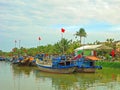 Boats anchored in Hoi An, an ancient trading port city in central Vietnam
