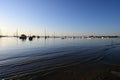 Boats anchored in Lake Michigan, Chicago, Illinois. Royalty Free Stock Photo