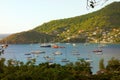 Boats anchored in the lee of bequia Royalty Free Stock Photo