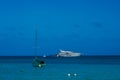 Boats anchored at the Lorient beach on the island of Saint Barthelemy Royalty Free Stock Photo