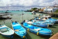 Boats anchored at Puerto Ayora on Santa Cruz Island, Galapagos N Royalty Free Stock Photo