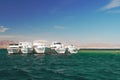 Boats anchored on Red Sea coral reef Royalty Free Stock Photo