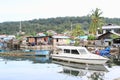 Boats anchored by fishermen village in Manokwari