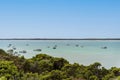 Boats anchored at Southend Beach, South Australia Royalty Free Stock Photo