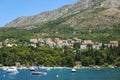 Boats anchored at Srebreno seaside Royalty Free Stock Photo