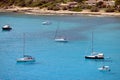 Boats anchoring at Canyamel, Mallorca Royalty Free Stock Photo