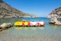 Boats in Anthony Quinn Bay on Rhodes island, Greece