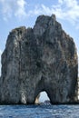 Boats Approaching the Tunnel of Love, Faraglioni Rocks, Capri Royalty Free Stock Photo