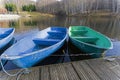 Boats on the autumn pond. November Royalty Free Stock Photo