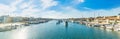 Boats in Balboa island harbor on a sunny day