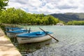 Boats on the banks of the lake of Banyoles, Catalonia, Spain Royalty Free Stock Photo