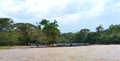 Boats at the banks of the Napo river in the amazon rainforest