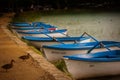 Boats on the banks of the Spanish lake of Banyoles Royalty Free Stock Photo