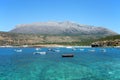 Boats in the bay near Caves of Diros Dirou, Greece