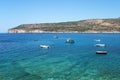 Boats in the bay near Caves of Diros Dirou, Greece