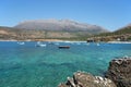 Boats in the bay near Caves of Diros Dirou, Greece