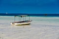 Boats, beach, blue sky, Zanzibar Royalty Free Stock Photo