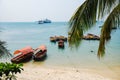 Boats, beach, blue sky, Zanzibar Royalty Free Stock Photo