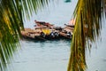 Boats, beach, blue sky, Zanzibar Royalty Free Stock Photo