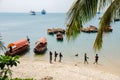 14-04-2007 Stone Town, Zanzibar, Tanzania Boats, beach, blue sky, Zanzibar Royalty Free Stock Photo