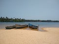 Boats on the beach, golden sand beach Poovar Thiruvananthapuram Kerala Royalty Free Stock Photo