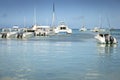 Boats on the beach harbor in caribbean Saona Island, Punta Cana, Dominican Royalty Free Stock Photo