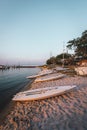 Boats on the beach in Kismet, Fire Island, Long Island, New York