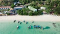 Boats at the beach at the tropical island. Thailand. Asia. Top-down view Royalty Free Stock Photo