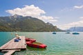 Boats on a beautiful alpine lake Royalty Free Stock Photo