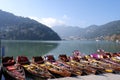 Boats on the beautiful lake of Nainital, Uttarakhand / India