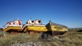 The Boats - Big island of Land of Fire - No man`s land far from civilization Royalty Free Stock Photo