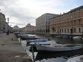 Boats in Borgo Teresiano in Trieste Royalty Free Stock Photo