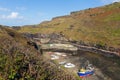 Boats in Boscastle harbour Cornwall England UK