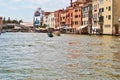 Boats and bridge Ponte degli Scalzi over the Grand Canal Royalty Free Stock Photo