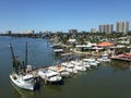 Boats and Buildings along Halifax River in Florida.